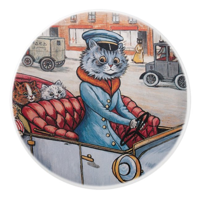 Katzen-Fahrer-dekorativer Griff Louis Wain (Vorderseite)