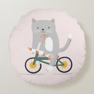 Katzen-Fahrrad-Kissen Rundes Kissen