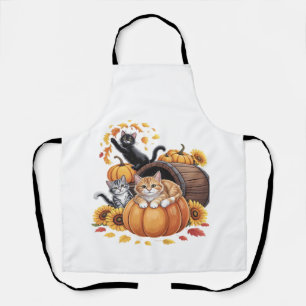 Katzen Fall Herbst Kürbisse Erntedankfest Sonnenbl Schürze