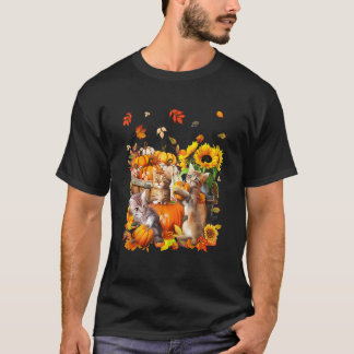 Katzen fallen Herbst Kürbisse Thanksgiving passend T-Shirt