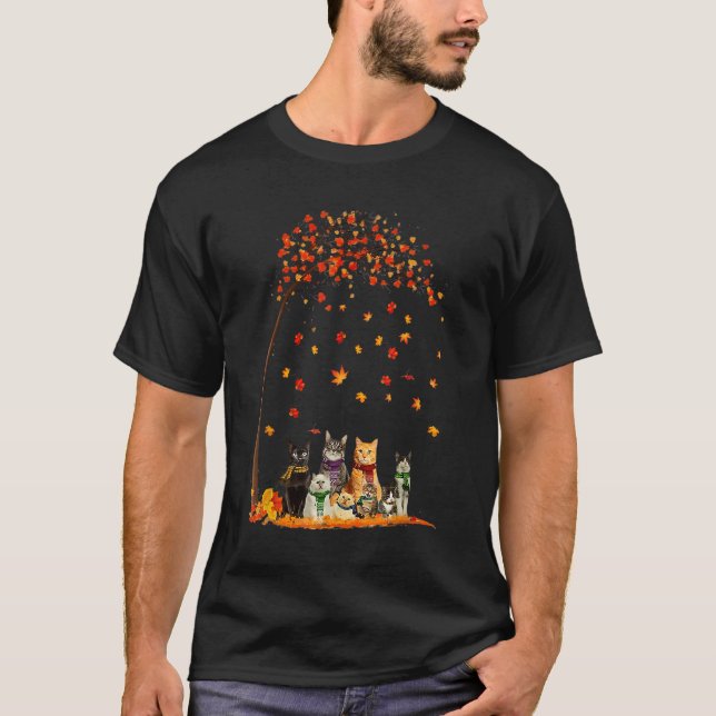 Katzen fallen Herbstleaf Baumkatze 1 T-Shirt (Vorderseite)