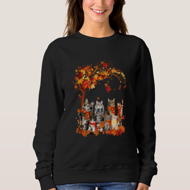 Katzen fallen Herbstleaf Erntedank Katze Sweatshirt (Vorderseite)