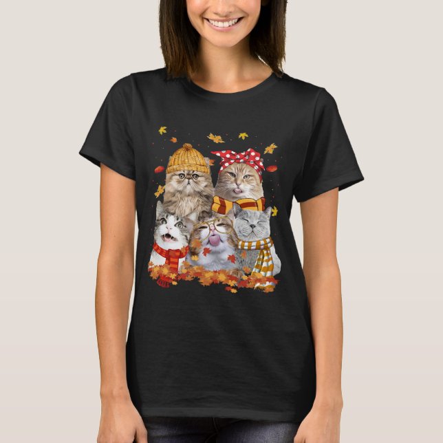 Katzen fallen Herbstleaf Tree Funny T-Shirt (Vorderseite)