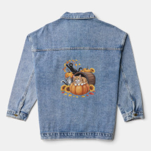 Katzen fallen Herbstpumpen Erntedank Sonnenblume C Jeansjacke