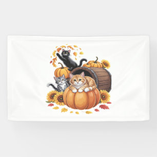Katzen fallen Herbstpumpen Erntedank Sonnenblume O Banner