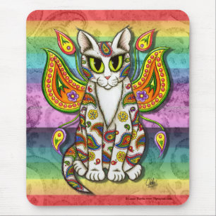 Katzen-Fantasie-Kunst Mousepad Regenbogen-Paisleys