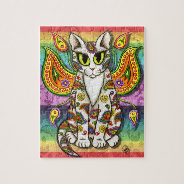 Katzen-Fantasie-Kunst-Puzzlespiel Puzzle (Vertikal)