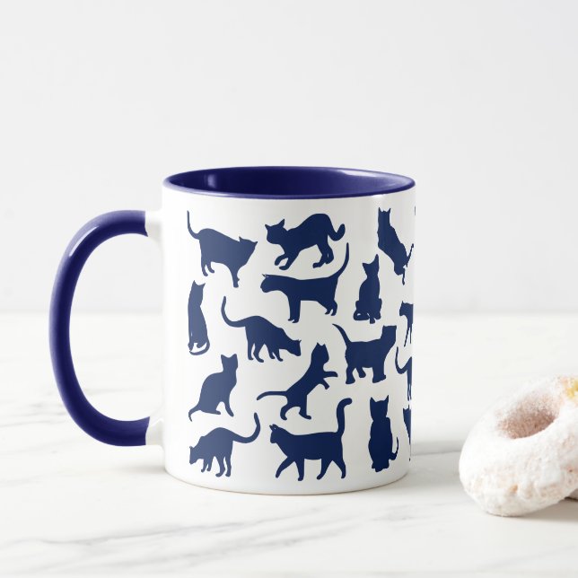 Katzen Farbe Blau Tasse (Mit Donut)