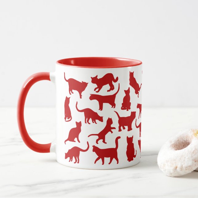 Katzen Farbe Rot Tasse (Mit Donut)