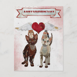 KATZEN & FEDERN VALENTINSTAGS-Postkarte Feiertagspostkarte