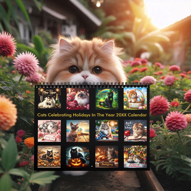 Katzen feiern Ferien im Jahr 20 XX Kalender (Von Creator hochgeladen)