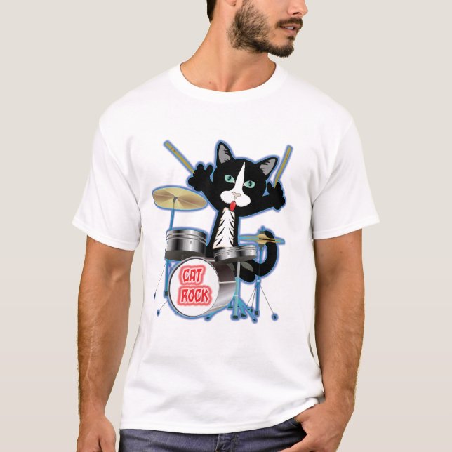 Katzen-Felsen-Trommeln T-Shirt (Vorderseite)