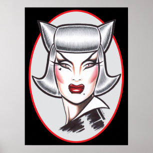 Katzen-Femme Fatale Poster