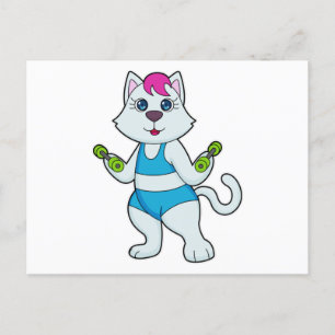 Katzen-Fitness-Hantel Postkarte