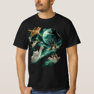 Katzen fliegen in Galaxy Vintage 90er Lustige Gala T-Shirt