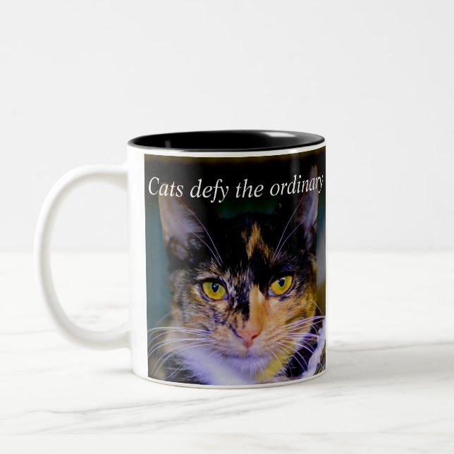 "Katzen fordern die gewöhnliche" Kaffee-Tasse Zweifarbige Tasse (Links)