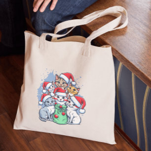 Katzen Frohe Weihnachten, milde Weihnachten, lusti Tragetasche