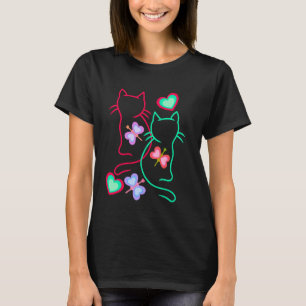 Katzen Frühling Retro Kinder Kind Katze Schmetterl T-Shirt