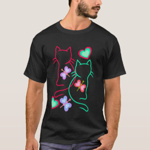 Katzen Frühling Retro Kinder Kind Katze Schmetterl T-Shirt