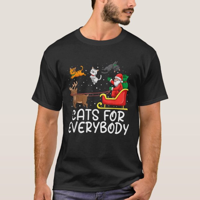 Katzen für alle Santa Sleigh Xmas Funny Cat Chr T-Shirt (Vorderseite)