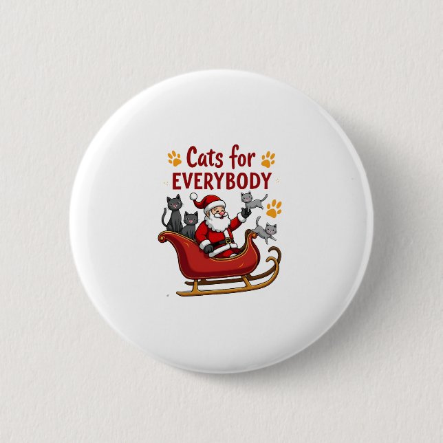Katzen für alle Weihnachten Katze Funny Xmas Fraue Button (Vorderseite)
