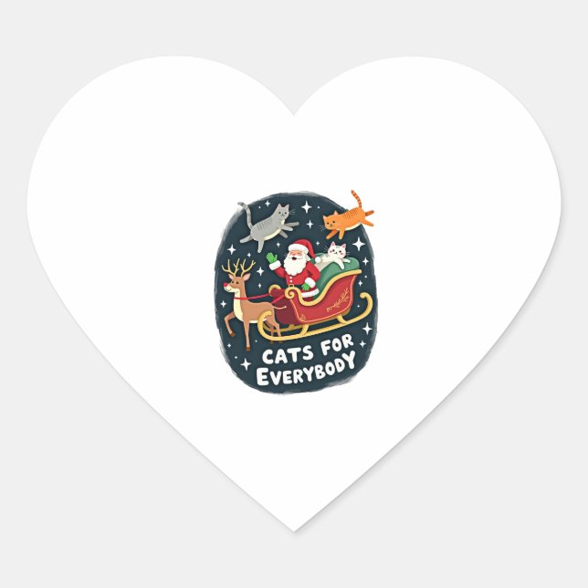 Katzen für alle Weihnachten Katze Funny Xmas Fraue Herz-Aufkleber (Vorderseite)