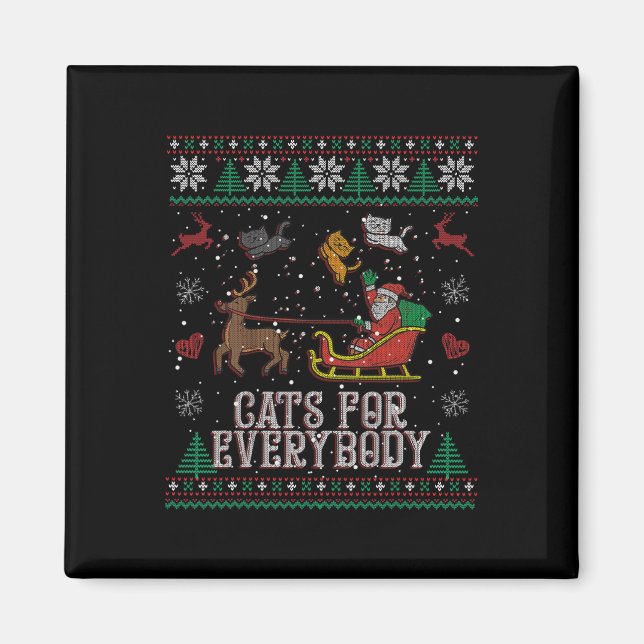 Katzen für alle Weihnachten Katze Funny Xmas Fraue Magnet (Vorne)