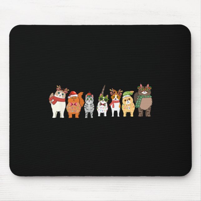 Katzen für alle Weihnachten Katze Funny Xmas Fraue Mousepad (Vorne)