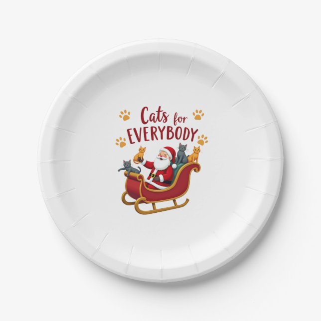 Katzen für alle Weihnachten Katze Funny Xmas Fraue Pappteller (Vorderseite)