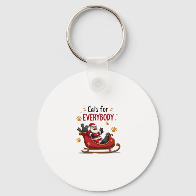 Katzen für alle Weihnachten Katze Funny Xmas Fraue Schlüsselanhänger (Vorderseite)