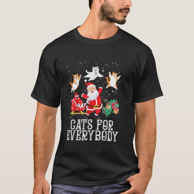 Katzen für alle Weihnachten Katze Funny Xmas Fraue T-Shirt (Vorderseite)