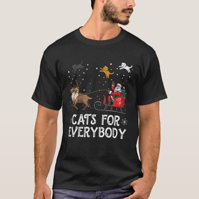 Katzen für alle Weihnachten Katze Funny Xmas Fraue T-Shirt (Vorderseite)