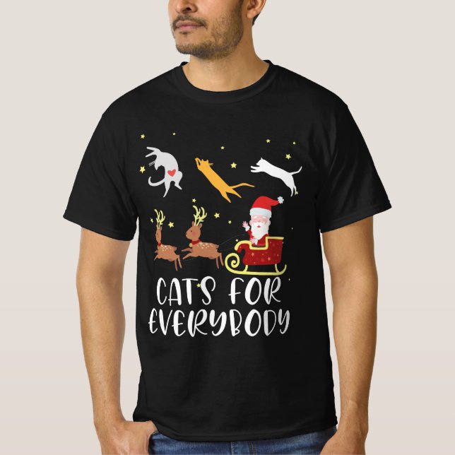 Katzen für alle Weihnachten Katze Funny Xmas Fraue T-Shirt (Vorderseite)