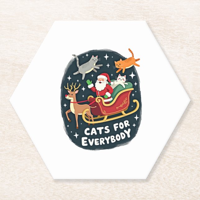 Katzen für alle Weihnachten Katze Funny Xmas Fraue Untersetzer (Vorderseite)