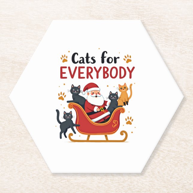 Katzen für alle Weihnachten Katze Funny Xmas Fraue Untersetzer (Vorderseite)