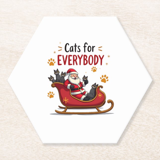 Katzen für alle Weihnachten Katze Funny Xmas Fraue Untersetzer (Vorderseite)