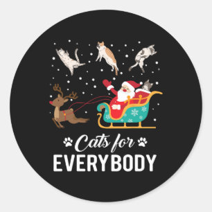 Katzen für alle Weihnachten Katze Weihnachten Weih Runder Aufkleber