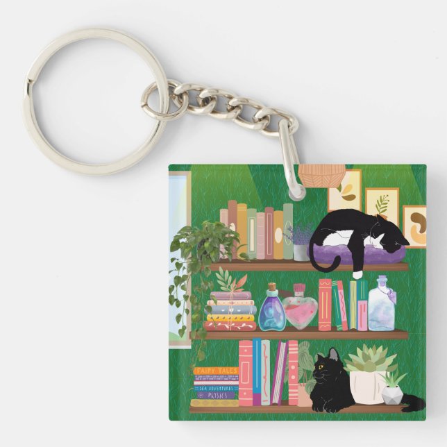 Katzen für Buchhandlungen Schlüsselanhänger (Vorderseite)