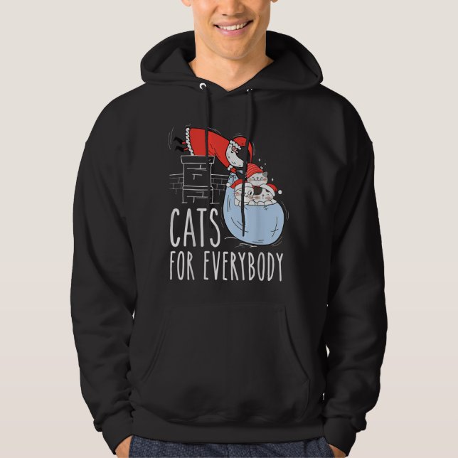 Katzen für jedermann Niedliche Weihnachtskatze Wei Hoodie (Vorderseite)