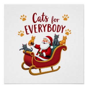 Katzen für jedermann Weihnachten Katze Lustig Xmas Poster