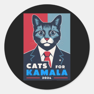 Katzen für Kamala Harris 2024 Präsident Runder Aufkleber