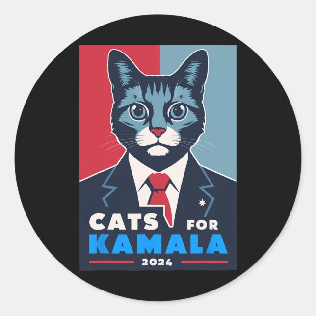 Katzen für Kamala Harris 2024 Präsident Runder Aufkleber (Vorderseite)