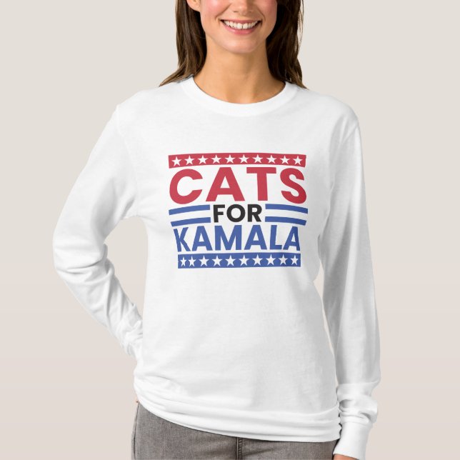 Katzen für Kamala Harris für die Präsidentschaftsw T-Shirt (Vorderseite)