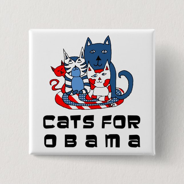 Katzen für Obama Button (Vorderseite)