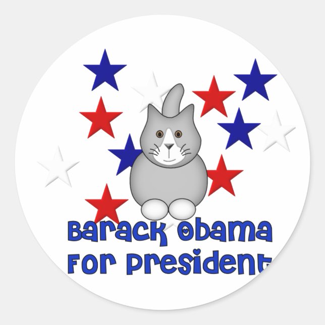 Katzen für Obama Runder Aufkleber (Vorderseite)