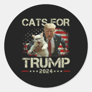 Katzen für Trump 2024 Funny Vote for Trump - Katze Runder Aufkleber