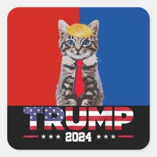 Katzen für Trump 2024 Vance Trump Red Blue Quadratischer Aufkleber