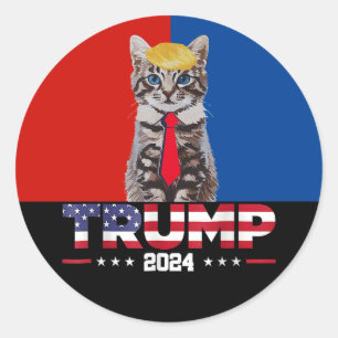 Katzen für Trump 2024   Vance Trump Red Blue Runder Aufkleber