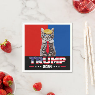 Katzen für Trump 2024 Vance Trump Red Blue Serviette