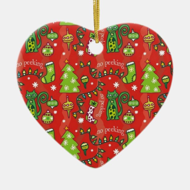 Katzen für Weihnachten Keramik Ornament (Vorne)